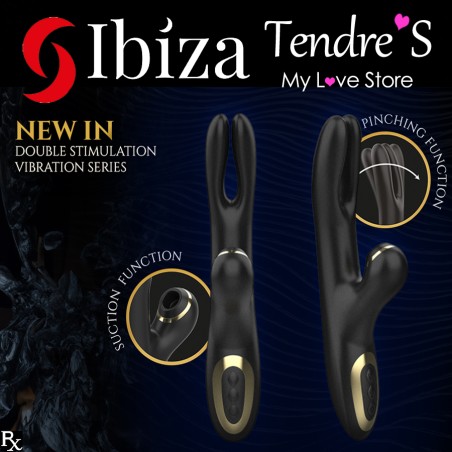 Love toys RABBIT DOUBLE VIBRATEUR SERRAGE NOIR DE IBIZA