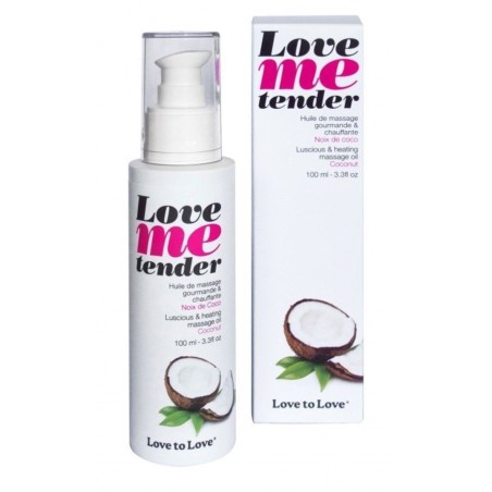 Bien Etre HUILE DE MASSAGE "LOVE ME TENDER" COMESTIBLE A EFFET CHAUFFANT PARFUM NOIX DE COCO